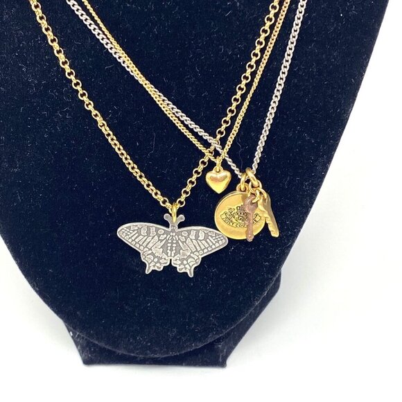Juicy Couture Multi-Chain Layered Butterfly, Bird, Heart, Keys Pendant Necklace - Picture 2 of 7